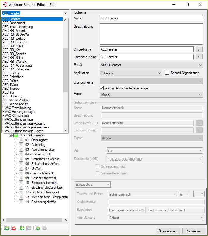 033_eObjects Attribut Schema auswählen